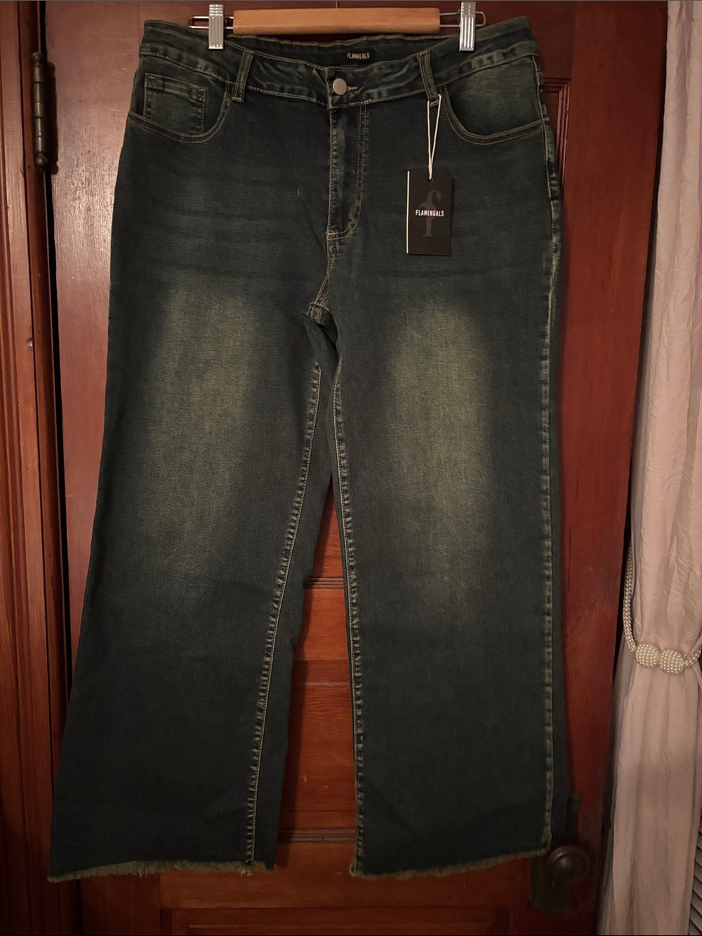 Flannels Wide-Leg Jeans in Dark Green Wash